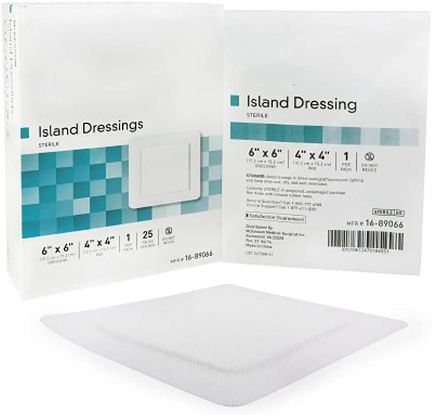 Island DressingCase of 100 Adhesive Dressings 6" x 6" for Wound