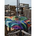 thumbnail image 2 of Outdoor Tablecloth with Umbrella Hole Zipper Colorful Peacock Feathers Round Tablecloth 60" Waterproof Outside Table Cloth Oil Painting Abstract Art Patio Table Cover Tablecloths for Picnic Party, 2 of 8