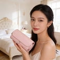 thumbnail image 5 of Youersen Leather Makeup Brush Case, Professional Makeup Organizer Roll Bag for Travel, Pink, 5 of 6