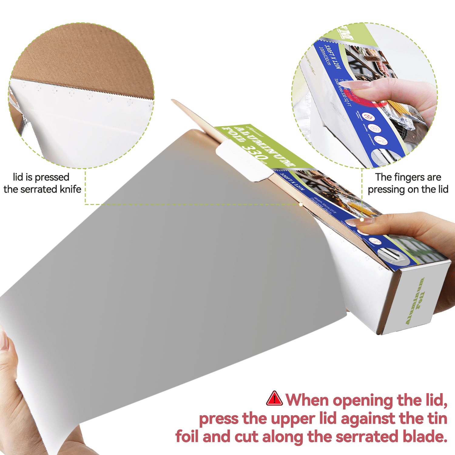 Alpacasso Aluminum Foil ,Aluminum Foils Roll with Serrated Cutter,12inx330SQ. FT