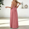 thumbnail image 2 of Venzia Women's Backless Cami Dresses Cami Lounge Dress Backless Solid Color Sleeveless House Dress Long Sundress with Back Tie,Pink,S, 2 of 6
