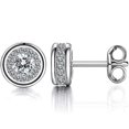 thumbnail image 2 of Pendientes de diamantes redondos completos CHAO de plata de ley 925 hipoalergénicos, 2 of 5
