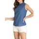 thumbnail image 4 of INSPIRAR CHIC Blusa sin mangas con cuello alto y volantes para mujer 2XL Azul, 4 of 7