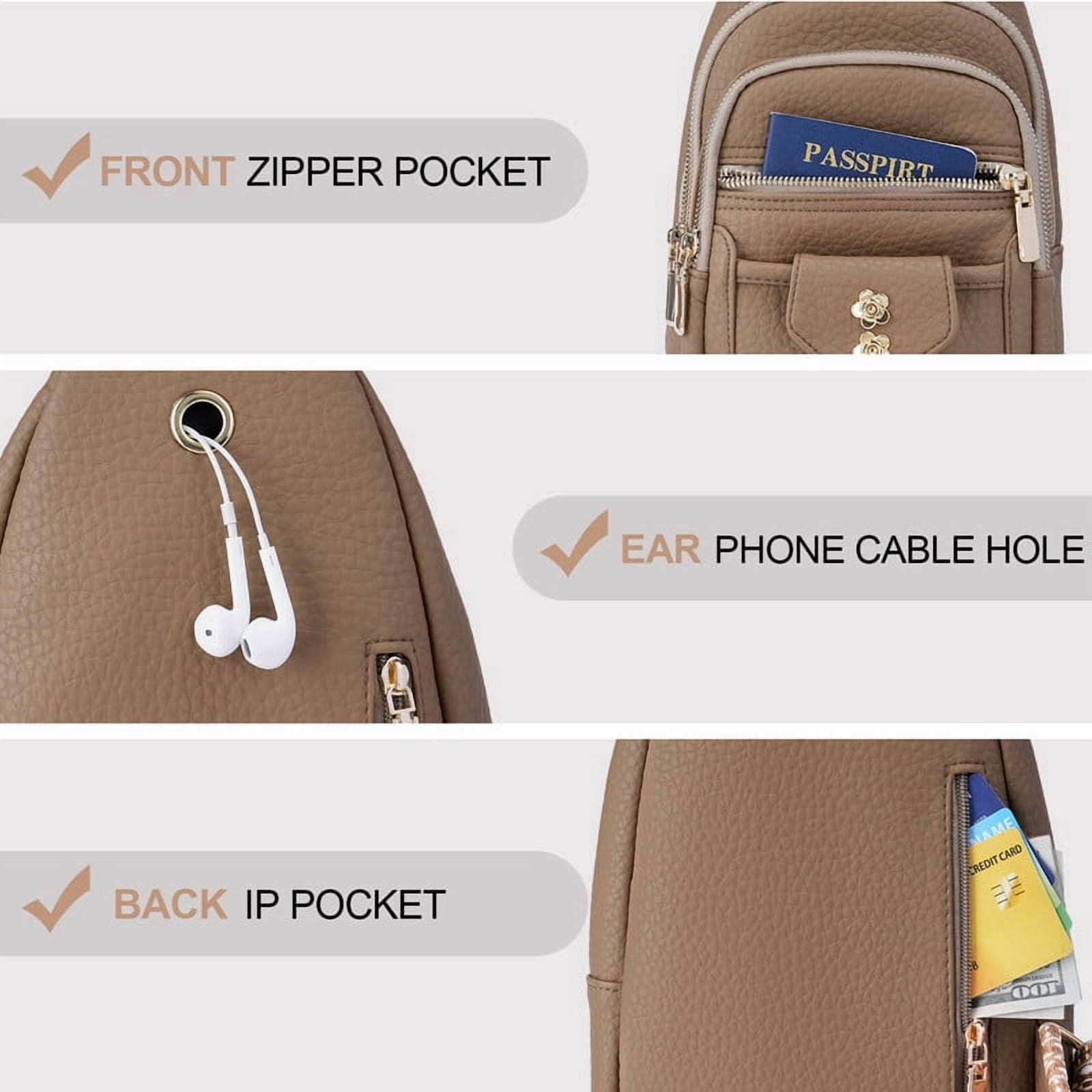 GAEKEAO Sling Bag Crossbody Bags for Women Vegan Leather Fanny Pack Chest Travel Anti Theft Purse Shoulder Bag handbags Gifts