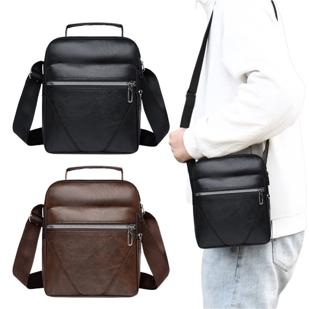 mfyjkho Bolso bandolera de piel texturizada con correa ajustable, ligero y espacioso, para viajes, trabajo y uso diario, piel sintética, tamaño 20 x 19 x 5 cm, 1 unidad.