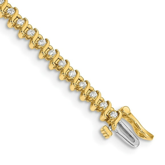 Diamond2Deal 14K Yellow Gold Diamond Tennis Bracelet 7inch for Women