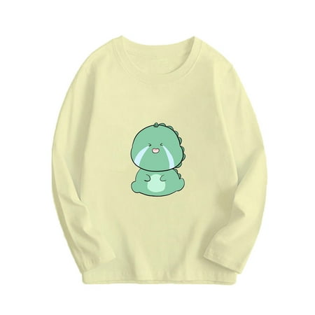

ATOGUTA Boys Girls Shirt Beige Long Sleeve Shirts Big Kid T-Shirts Cotton Kids Crewneck Tops Graphic Tee Size 8-15