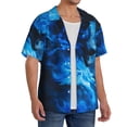 thumbnail image 2 of Sikiie Blue Fire Cool Wolf Men's Wrinkle Free Untucked Cuban Shirt Business Casual Button Down Shirts Short Sleeve ShirtLarge, 2 of 5