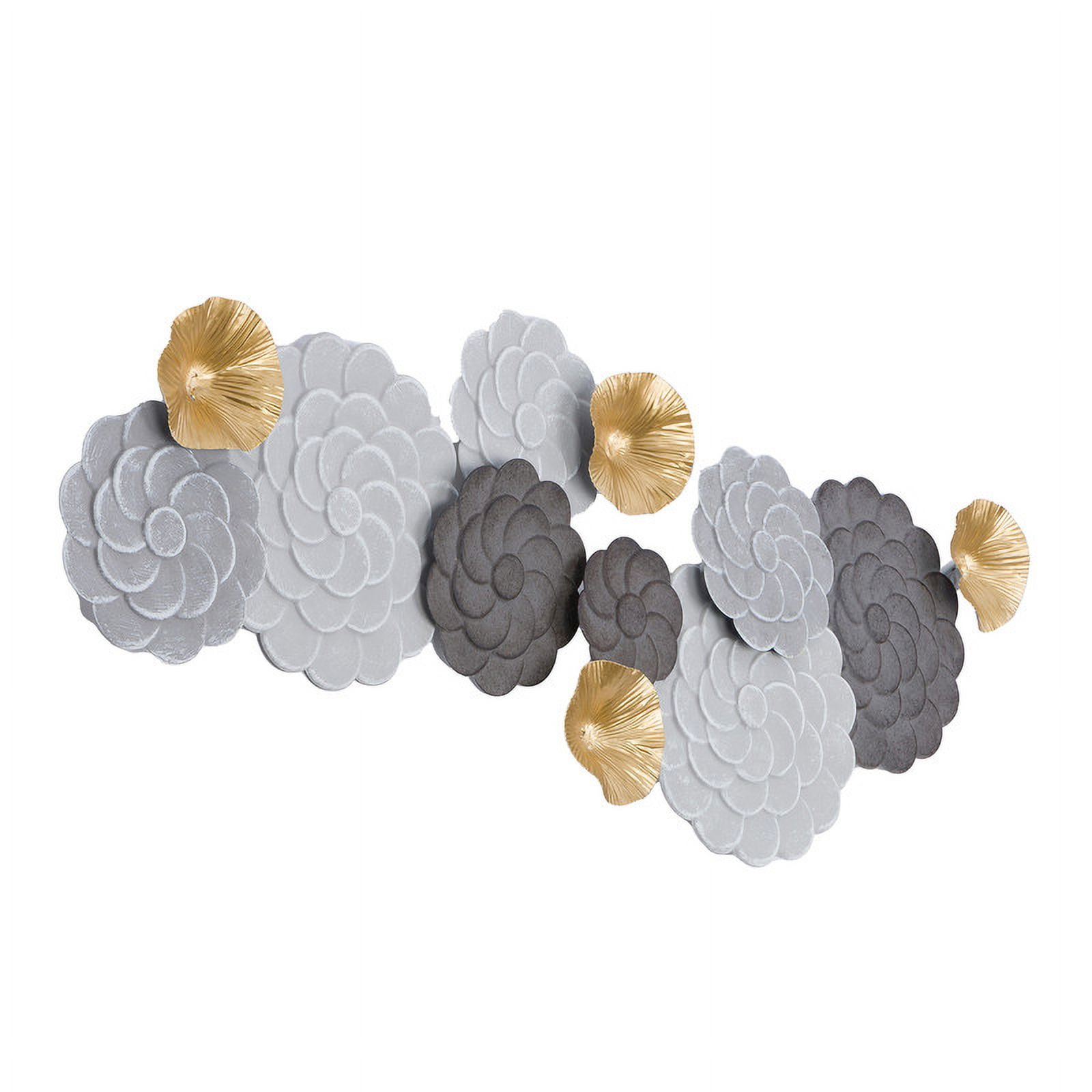 Petalique Gray-Gold Abstract Floral Metal Modern Wall Art