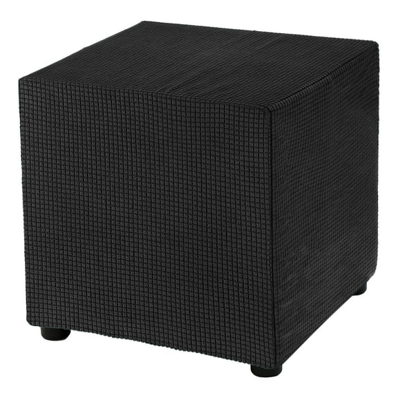 Square Ottoman Cover 18x18x18inch Polyester Ottoman Slipcovers, Black