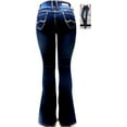 thumbnail image 3 of Jack David Women's Juniors 70s Trendy Flared Mid-Waist Fitted Bell Bottom Jeans, 3 of 5