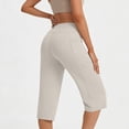 thumbnail image 5 of Women's Soft Fabric Jogger Pants Elastic Waist Tight Fit with Pockets, Casual Yoga Athletic Gym Fitness Outdoor Sports Running, Womens | VerBelle,Khaki L, 5 of 8