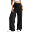 thumbnail image 2 of XuJwPNcy Women Wide Leg Pants Drawstring Elastic Waist Flowy Pants Work Business Casual Trousers(Black,X-Small), 2 of 6