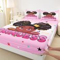 thumbnail image 4 of Castle Fairy Kawaii Black Girl King Sheets 4pcs,Positive Quote Print Bedding,Pink,1 Fitted Sheet, 1 Flat Sheet and 2 Pillowcases, 4 of 6