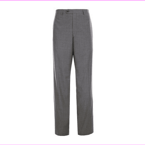 Ralph Lauren Men Slim Fit, Flat Front, Plaid Light Grey Dress Pants 38X34