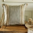 thumbnail image 3 of Beige & Green Decorative Throw Pillow Covers 18"x18" | Jacquard Woven Cushion Cover Striped | Boho, Lodge Style, Tribal, Artisan, Moroccan Pillowcases for Couch, Sofa Bedroom & Living Room - Sandloom, 3 of 9