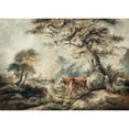 thumbnail image 2 of Elias Martin 24x18 Black Ornate Framed Double Matted Museum Art Print Titled: Landscape with Cattle (1785), 2 of 5