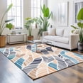 Abstract Stripes Area Rugs 3x5ft Brown Blue Gradient Wavy Lines Leaf ...