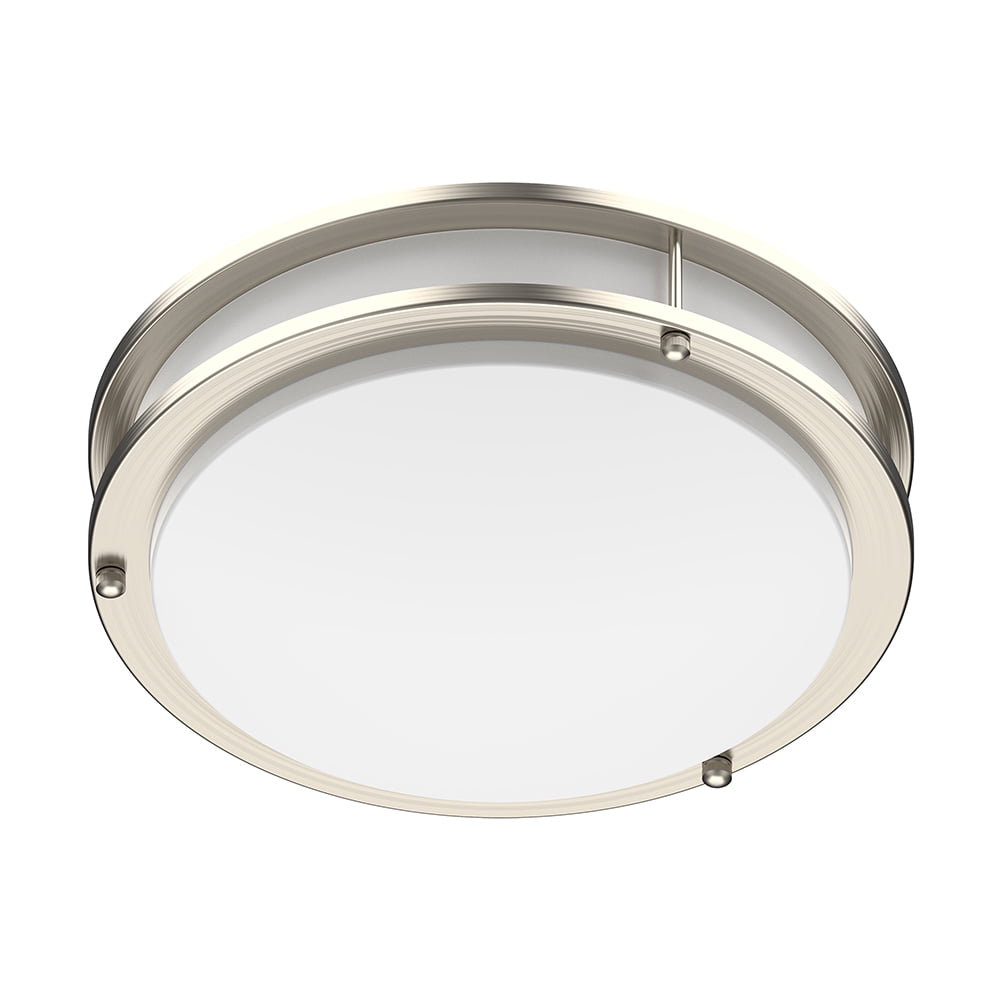DYMOND 12" LED Ceiling Light Flush Mount Adjustable Color Temperature Dimmable Brushed Nickel (2-Pack)