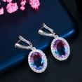 thumbnail image 6 of Mystical Rainbow CZ Oval Leaf Shape Silver Plated Necklace Earrings Jewelry Set&nbsp;, 6 of 8