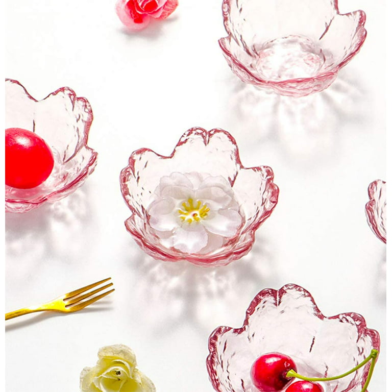 Smoke-Grey Glass Skims Gold Cherry Blossom Dessert Bowl Salad Bowl