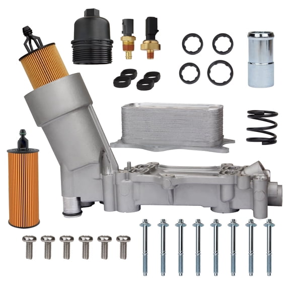 Aluminum Oil Cooler Oil Filter Housing with Kit Oil Cooler Gaskets and Sensor Filter Compatible with 2011-2016 Chrysler 200 300 Charger Challenger Journey Wrangler Ram ProMaster 3.6L 68191349AA