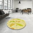 thumbnail image 3 of Ahgly Company Indoor Round Patterned Golden Brown Yellow Area Rugs, 3' Round, 3 of 6