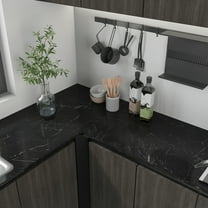 CHIHUT 17.7"x100" Glossy Black Marble Contact Paper for Countertops Waterproof Black Wallpaper Peel and Stick Counter Top Self Adhesive Removable Kitchen Wallpaper for Backsplash Table Liners