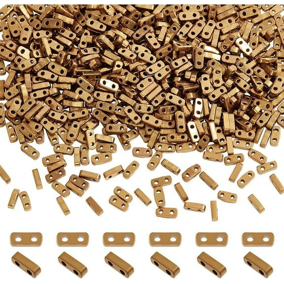 640 Pcs Metallic Color Plated Colors 4.5-5x2mm Glass Square Beads for Jewelry Making Gold