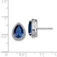 thumbnail image 2 of FB Jewels Sterling Silver Rhodium Created Sapphire & CZ Post Earrings, 2 of 2