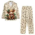 thumbnail image 5 of Garronmavis Christmas Highland Cow 2 Piece Pajama Set for Women Button Down Long Sleeve Winter Sleepwear Soft Comfy Loungewear Night Shirt and Pants Set, 5 of 7