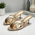 thumbnail image 4 of LuckLilac Women's 2 inch Sandals Slip-On Slide, Open Toe, Thin Low Heel Casual Party Wedding Holiday Wear，Gold, 7M, 4 of 8