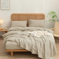thumbnail image 4 of BESTOUCH Sheet Set 100% Washed Cotton Linen Feel Super Soft Comfortable Chic Lightweight 4 Pcs Home Bedding Set Almond Milk Grey Full, 4 of 4