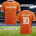 thumbnail image 2 of WAYUTE Men's Netherlands Soccer T-Shirt DIY Name Number Short Sleeve Crew Neck Tee with Patriotic Pattern Sporty Casual Top for Fan Wear, 2 of 5