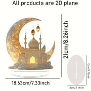 Elegant Acrylic Ramadan Decoration, 2D Flat Islamic Desktop Table Ornament for Eid Mubarak Home Decor, Festive Muslim Holiday Display