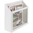 thumbnail image 3 of MyGift Vintage White Wood and Chicken Wire Wall Mounted Magazine Holder, 3 of 7