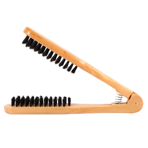 Kritne Hairdressing Comb, Double Brushes Comb, Professional Hairdressing Comb Double Brushes Wooden Anti-static Hair Straightener Tool