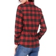 thumbnail image 4 of Unique Bargains Women's Halloween Costume Check Roll Up Sleeves Button Down Shirt, 4 of 8