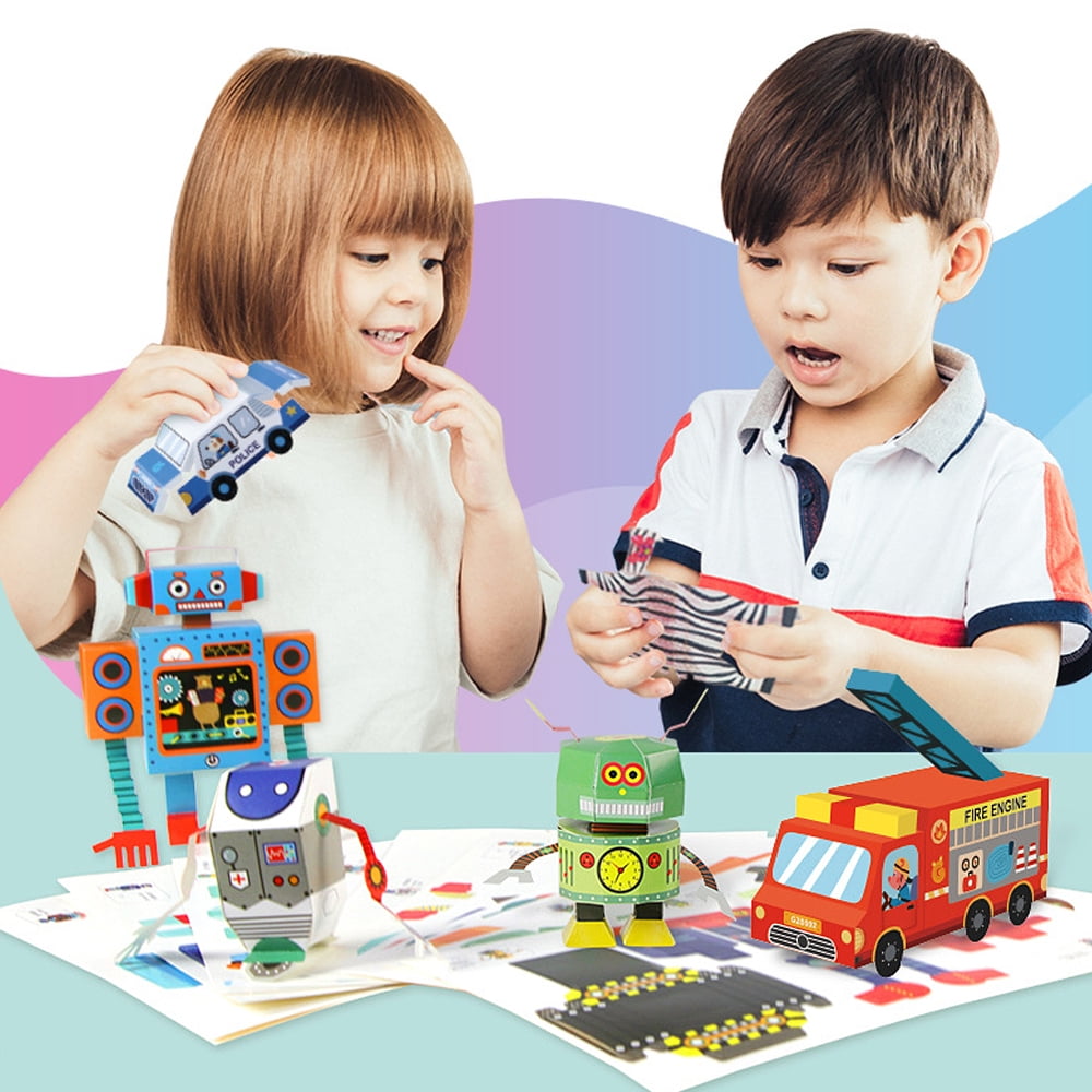 AMERTEER Colorful Origami Paper Kit ,3D Paper Model DIY Folding Paper Model for Crafts Toddler Crafts Art Toys for Parent-Child Game, School Handmade Lessons, for Boys Girls