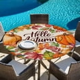thumbnail image 6 of Orange Pumpkins Round Tablecloth, Fitted Table Cover with Elastic for 55"-60" Round Tables, Farmhouse Rustic Watercolor Botanical Table Cloth Outdoor Indoor Dinning Party Waterproof Tablecloths, 6 of 7