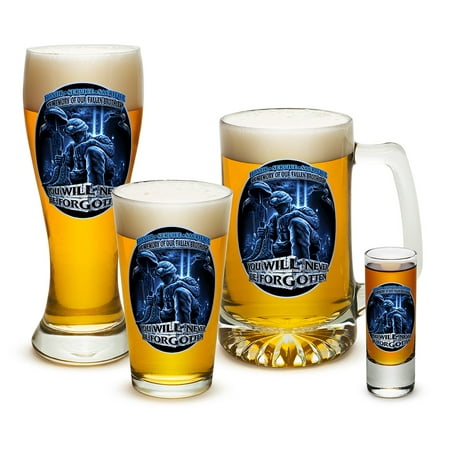 

4 Piece Gift Glass Collector Set Fallen Brothers You Will Never Be Fogotten