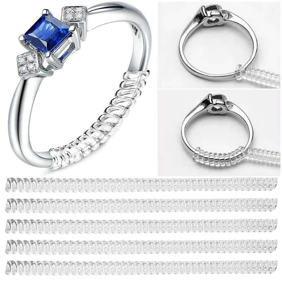 5Pcs Invisible Soft Texture Ring Size Adjuster for Loose Rings, Comfortable Wearing Ring Guard, Spiral Silicone Ring Sizer, Fit Almost Any Ring