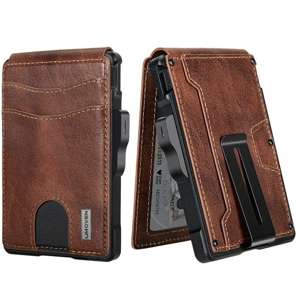 Wallet Umoven - Cartera de piel plegable para hombre con bloqueo RFID