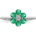 thumbnail image 5 of 14K White Gold Emerald And Diamond Floral Ringsize 7 (Width 1.3 To 2.1) - Jbsp, 5 of 5