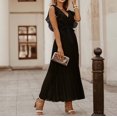 thumbnail image 4 of Qiopertar Liquidation à Moins de 5$ Robe de Mode pour Femmes Couleur Unie Col en V Fendue Sans Manches + Ceintures Liquidation jusqu'à 65 % de Réduction, 4 of 9