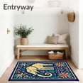 thumbnail image 3 of ODIKA 6'x9' Machine Washable Non-Slip Area Rug, Whimsical Elephant Dreamscape with Interlocking Floral Ornaments High Traffic Rug with Pad, Gold, 643772, 3 of 8