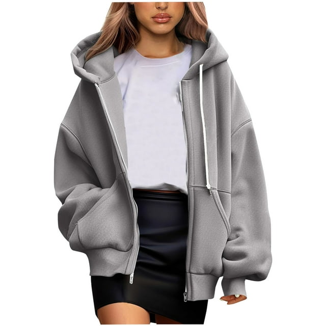 aidice Hoodies for Women Jackets Drawstring Long Sleeve Comfy Casual Fall Winter Oversized Sweatshirts