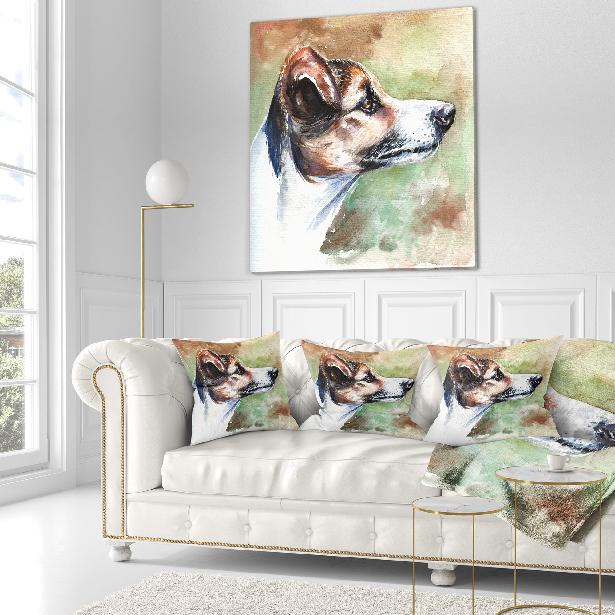 Designart Jack Russell Terrier - Animal Throw Pillow - 16x16