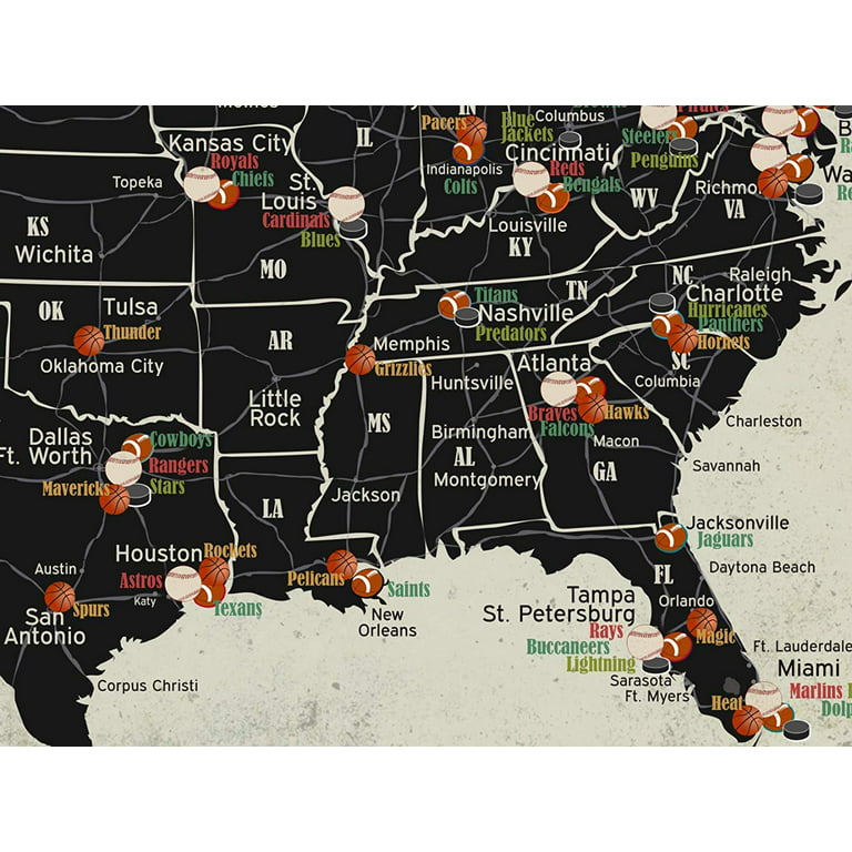 Grand Tour 4 Stadium Map - MLB, NFL, NBA, NHL