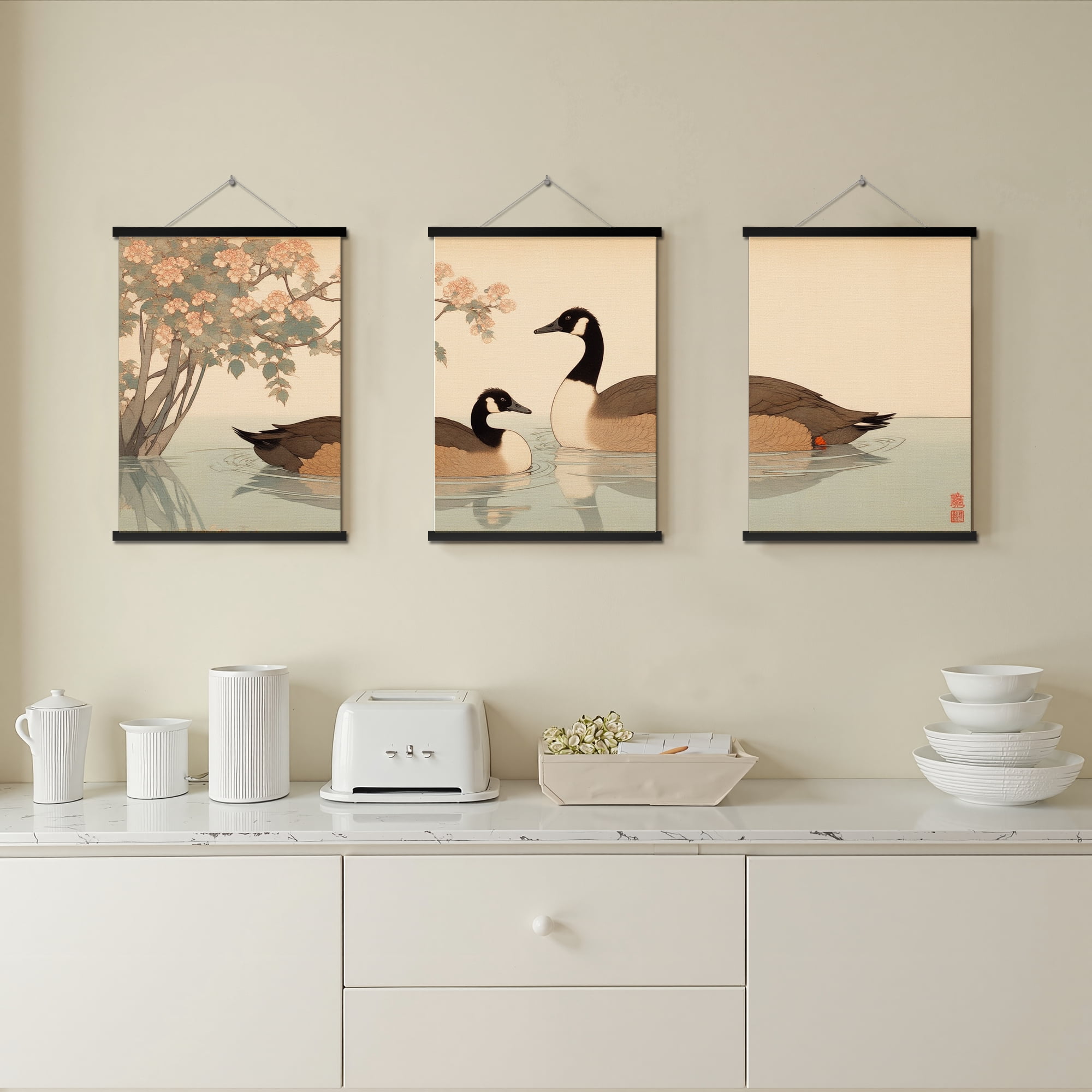 MAYEERTY Modern Abstract Wall Art Painting, Living Room Decor, Black Hanging Rod Frame, 15.7"x11.8"